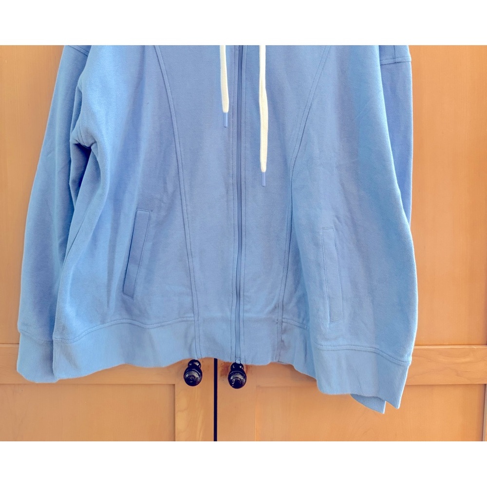 Belle by Kim Gravel Pique Hooded Jacket with Pockets!  Trendy Blue Color!